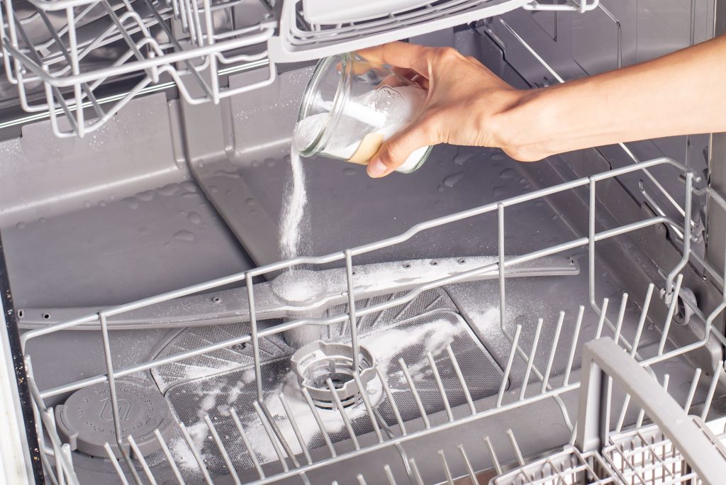 What is a home remedy for clogged dishwasher